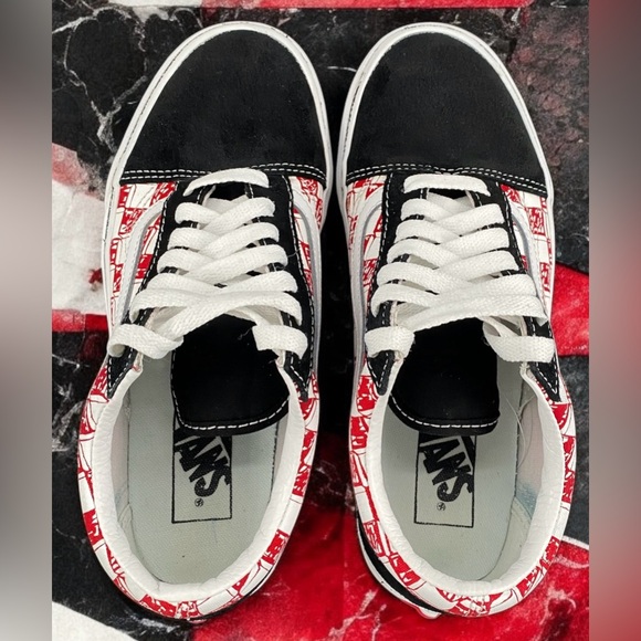 Vans Old Skool Checkerboard Black/Red/White Colorway Women Size 7.5 Men Size 6.0 - Picture 4 of 11